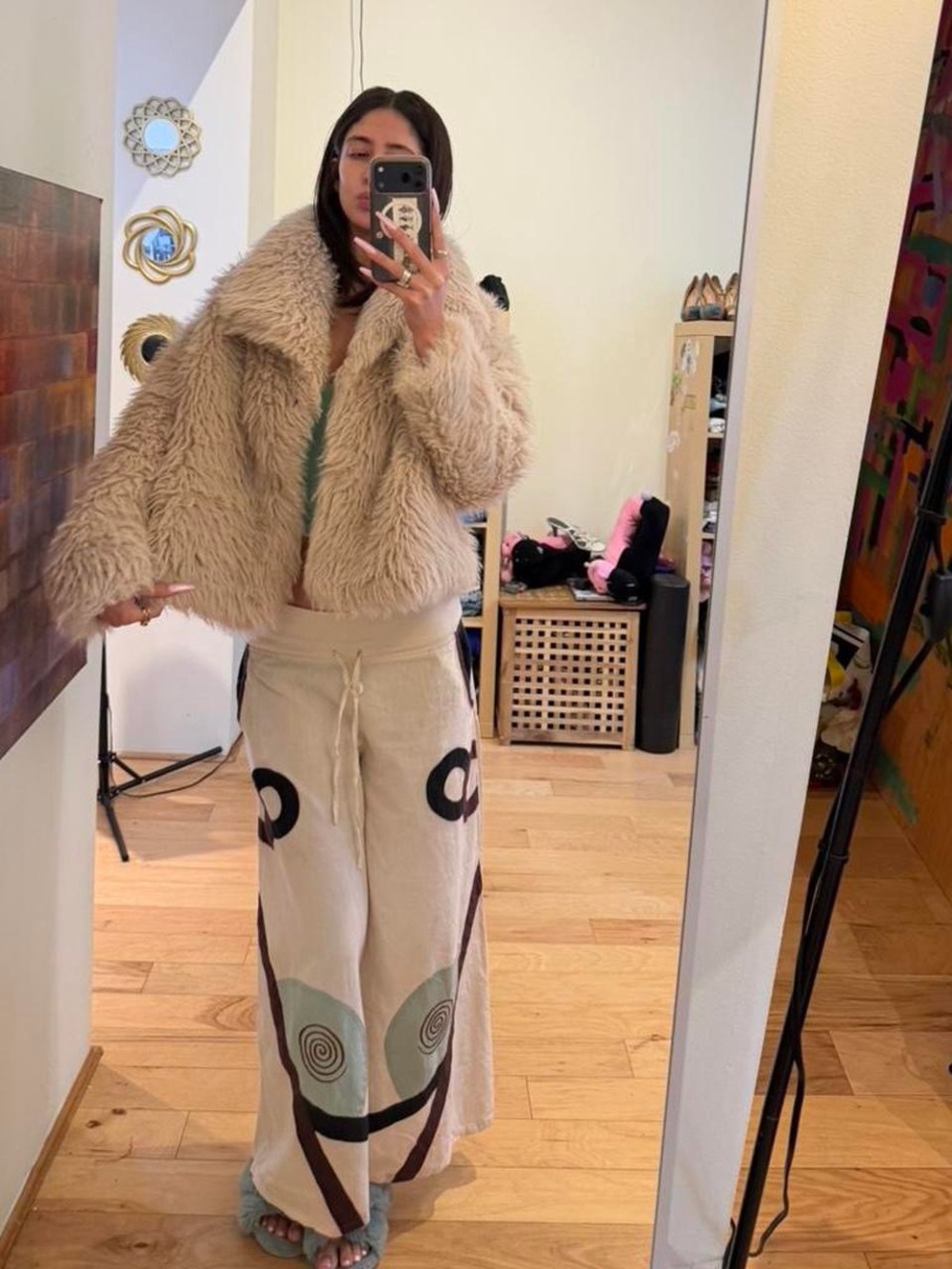 Beige Teddy Fur Jacket - Plush Women's Coat